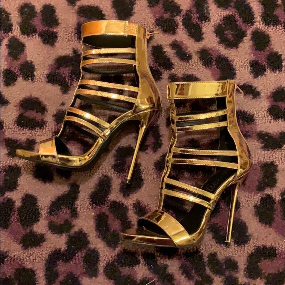 Rose gold gladiator sandal